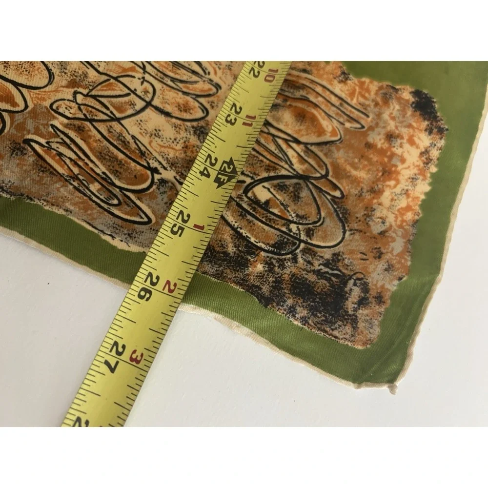 Vintage 1960s/1970s Sally Gee Scarf Hand Rolled SILK Japan 26 Inch Square Green